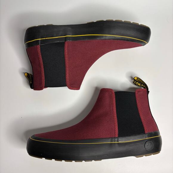 Dr. Martens Women's Phoebe Canvas Chelsea Sneaker Boots in Cherry Red - Picture 9 of 11